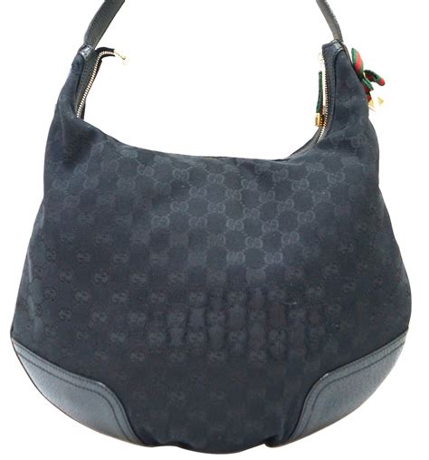 Vintage Gucci Black GG Logo Canvas Hobo Bag